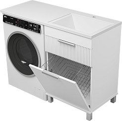 Brevita Тумба с раковиной Enfida 120 R Эстет Даллас под стиральную машину с б/к белая – фотография-6